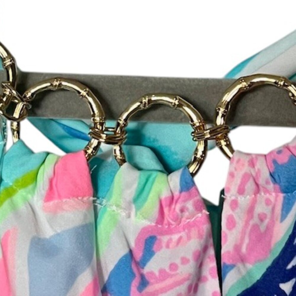 SOLD Lilly Pulitzer Julien Halter Multi Coco Island Engineered Pink Blue Top S - Picture 4 of 14